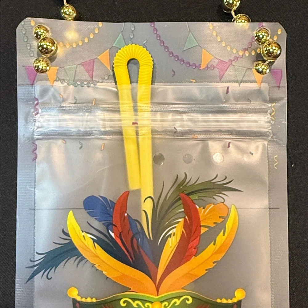 Mardi Gras Bead Me Up Drink Pouch Necklace